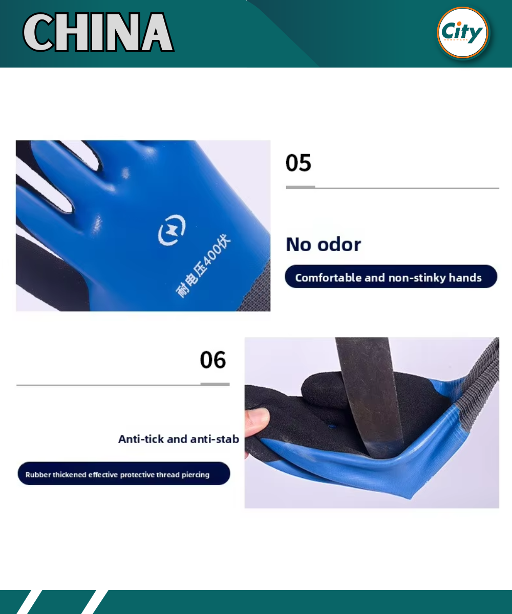 Shock Proof Hand Gloves 400V Resistance Electrician Gloves (1 Pair)